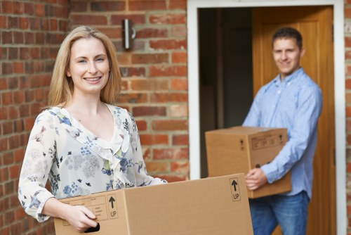 Moving truck service near Canary Wharf high-rise apartments and Docklands buildings