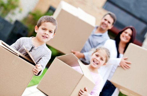 Careful loading of student belongings for a Canary Wharf move