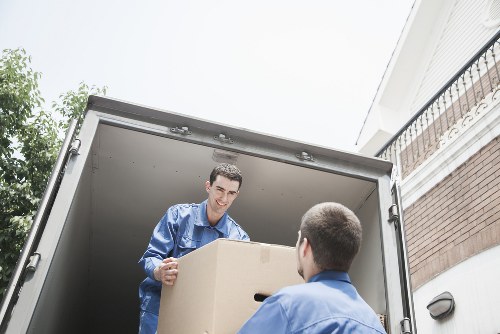Furniture and boxes being loaded for a Canary Wharf move